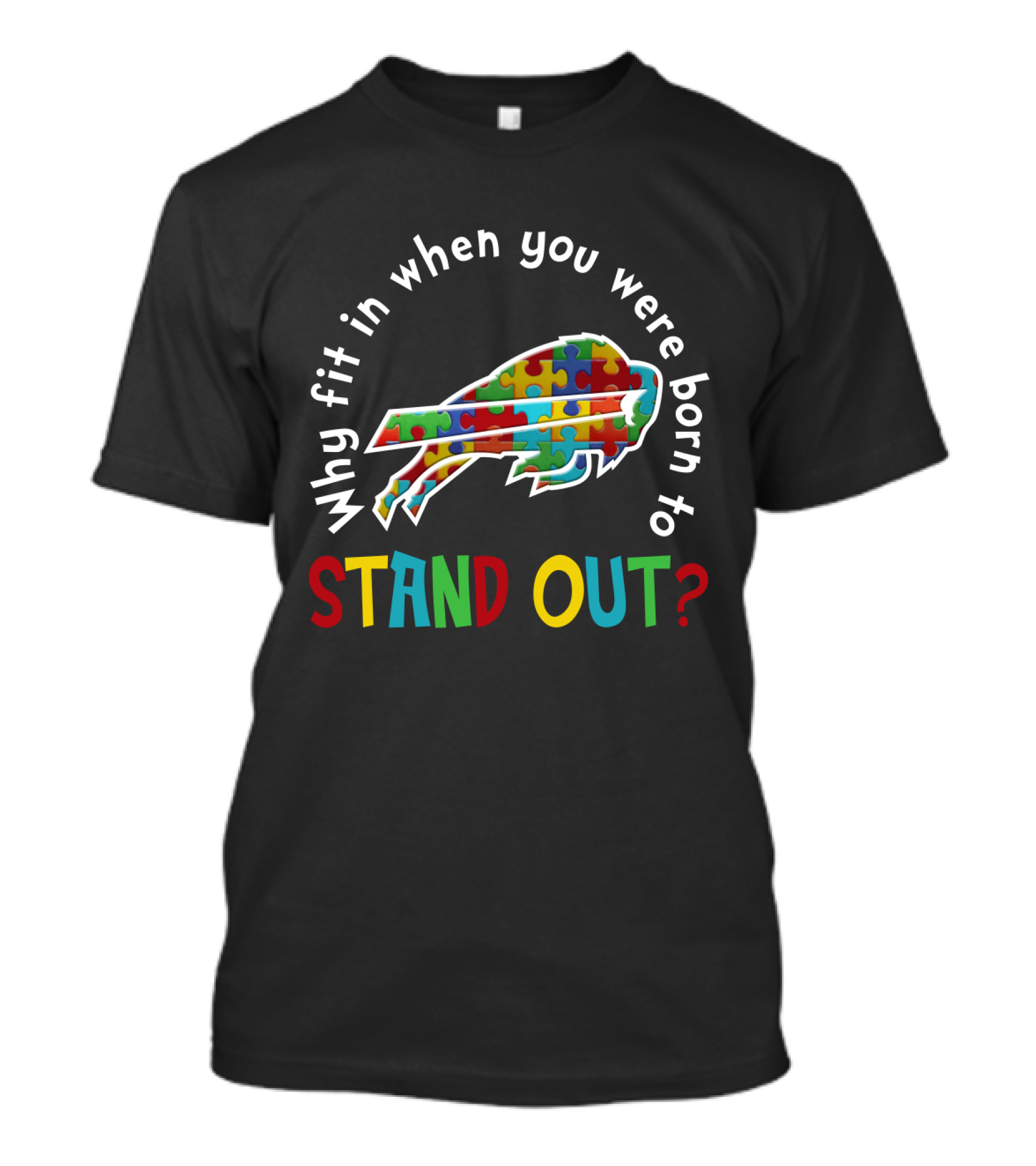 Why Fit In When You Were Born To Stand Out Buffalo Puzzle T-Shirt