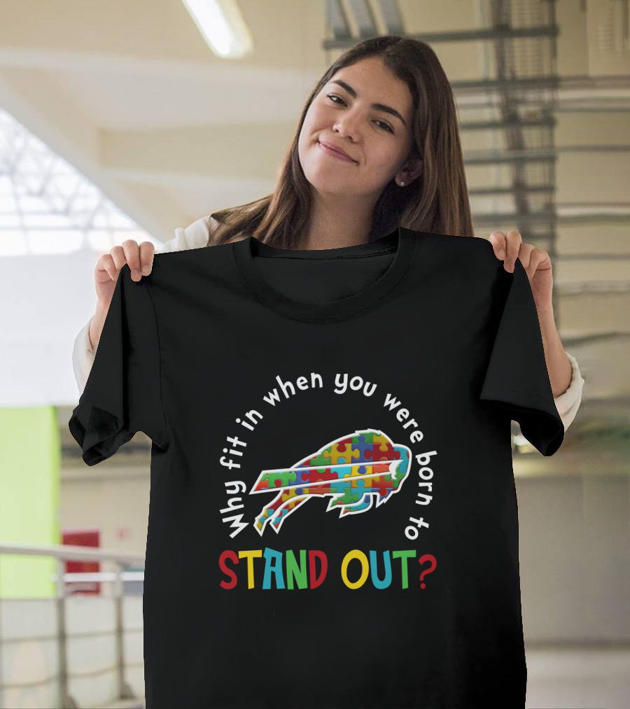 Why Fit In When You Were Born To Stand Out Buffalo Puzzle T-Shirt