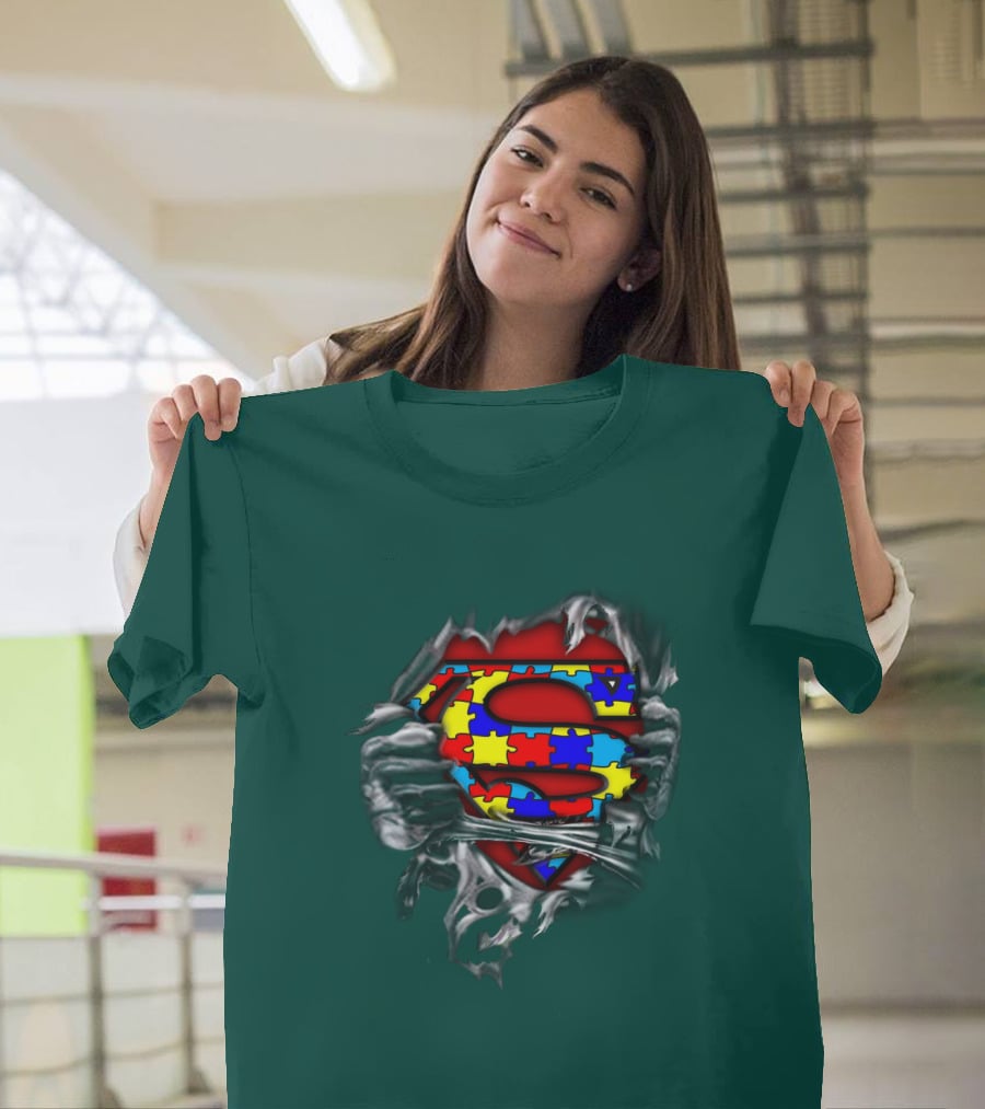 Superman Autism Strong Puzzle T-Shirt