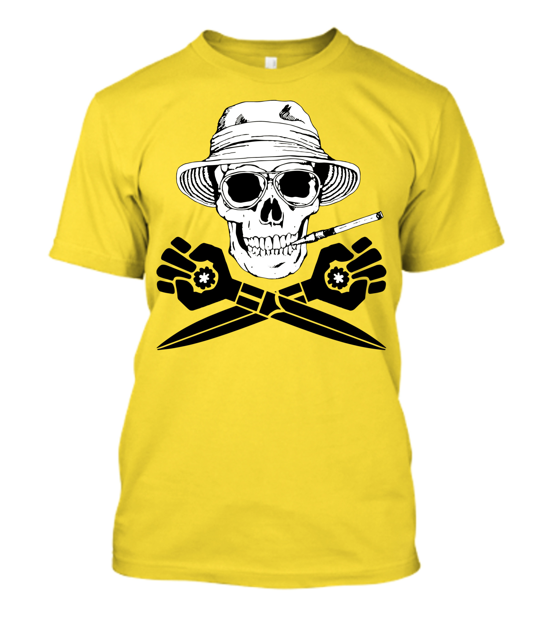 Hunter Thompson Skull Smoking With Hat And Scissors T-Shirt