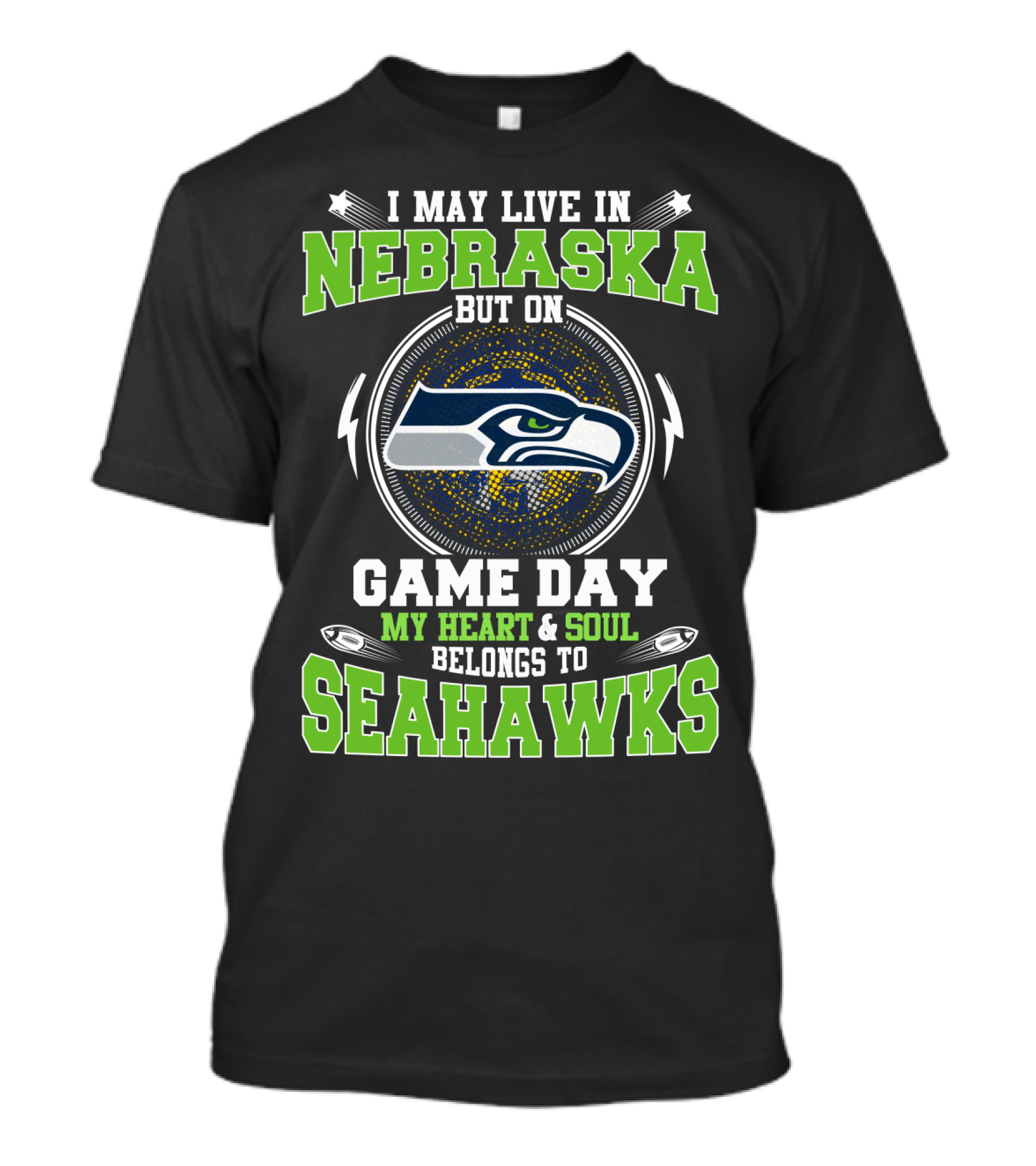 Nebraska But On Game Day My Heart And Soul Belongs To Seahawks T-Shirt