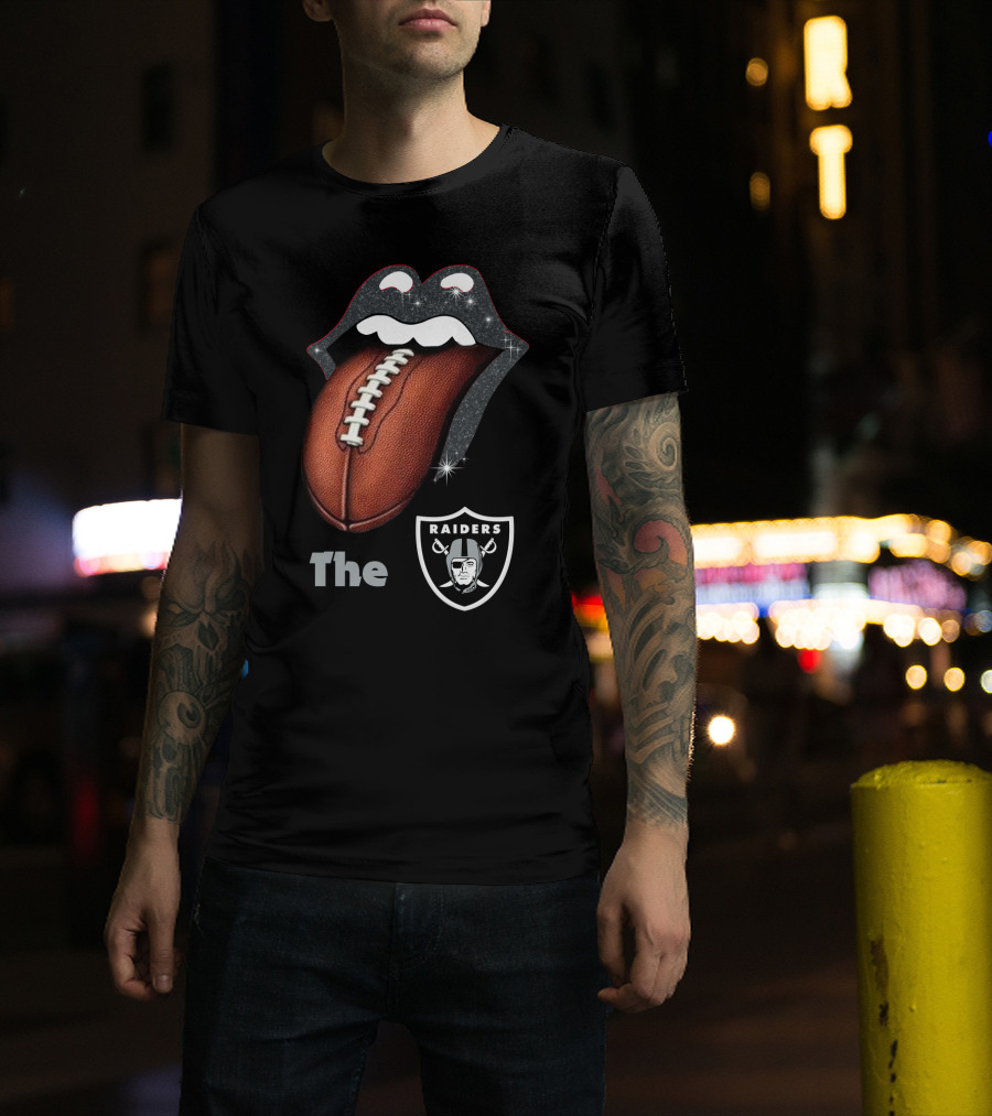 The Raiders Football Smile With Tongue And Shield T-Shirt