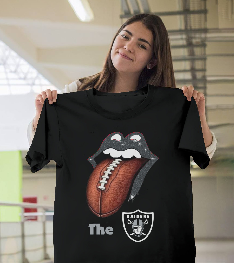 The Raiders Football Smile With Tongue And Shield T-Shirt