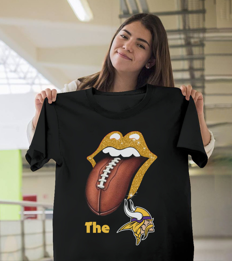 The Smile Vikings Football Logo with Classic Tongue and Glitter Highlights T-Shirt