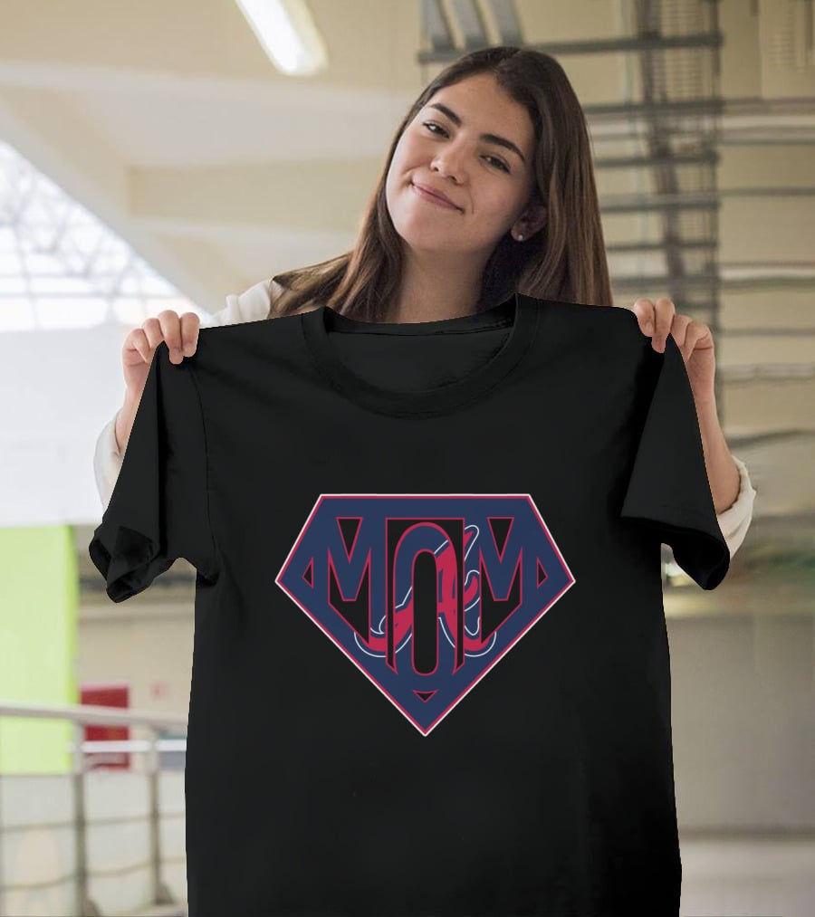 SUPER MOM Braves Baseball Logo Badge T-Shirt