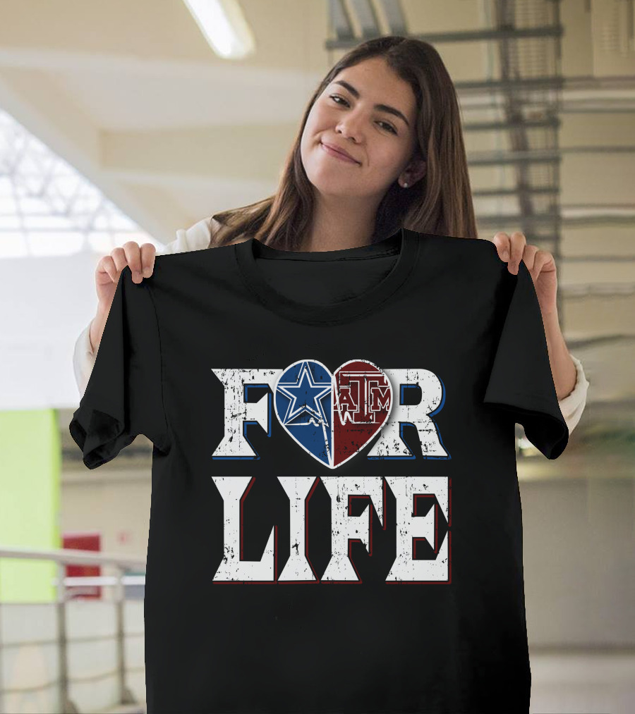 For Life Cowboys Texas A&M Aggies Heart Logo Fan Loyalty T-Shirt