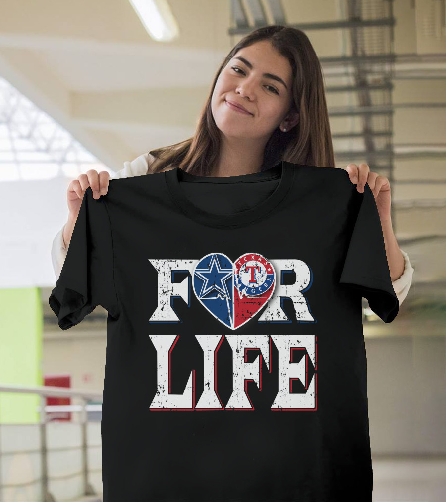 Dallas Cowboys Texas Rangers Heart For Life T-Shirt