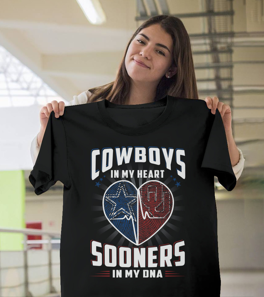 Cowboys In My Heart Sooners In My Dna T-Shirt