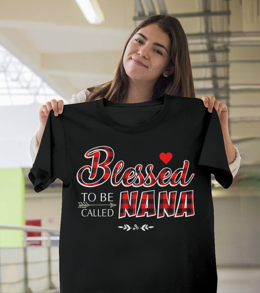 Blessed to Be Called Nana Buffalo Plaid Heart T-Shirt