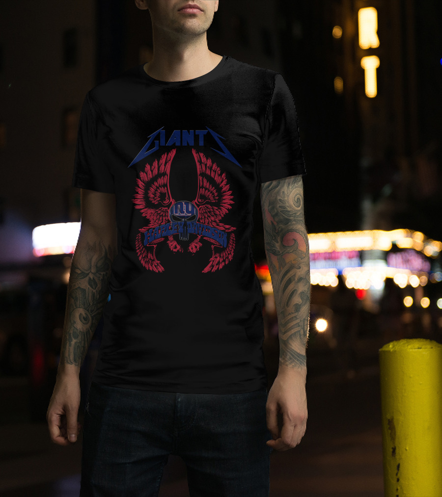 Giants Nyg Harley Davidson Nfl Wings T-Shirt