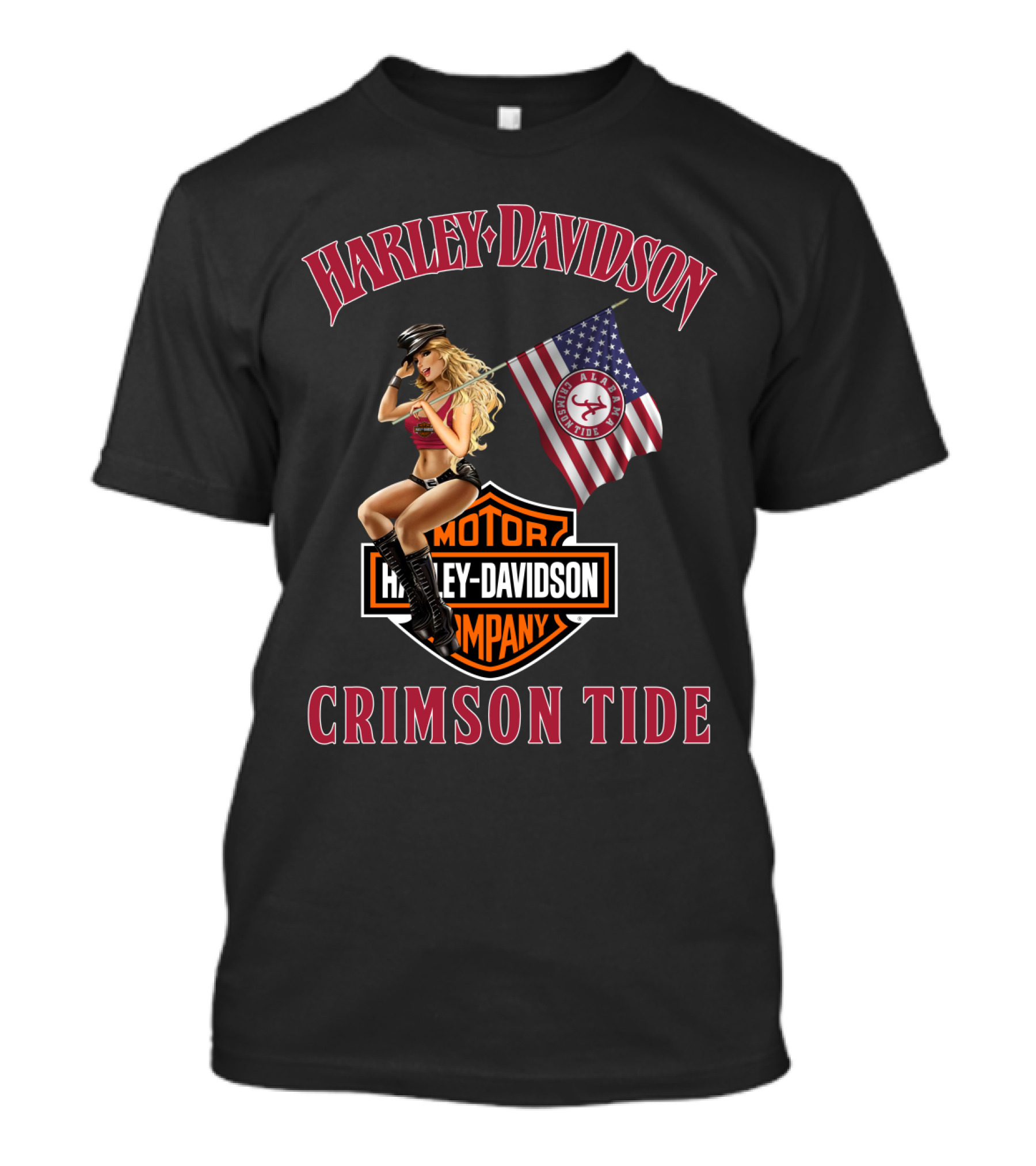 Harley Davidson Crimson Tide Ncaa Flag Motorcycle Company T-Shirt
