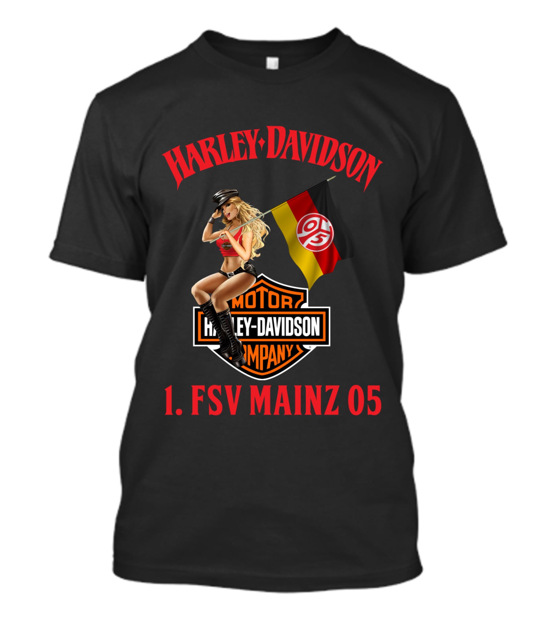 Harley Davidson 1. Fsv Mainz 05 Bundesliga Flag Girl T-Shirt