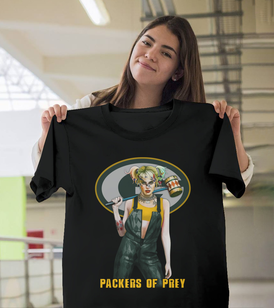 Packers Of Prey Green Bay Football Harley Quinn T-Shirt