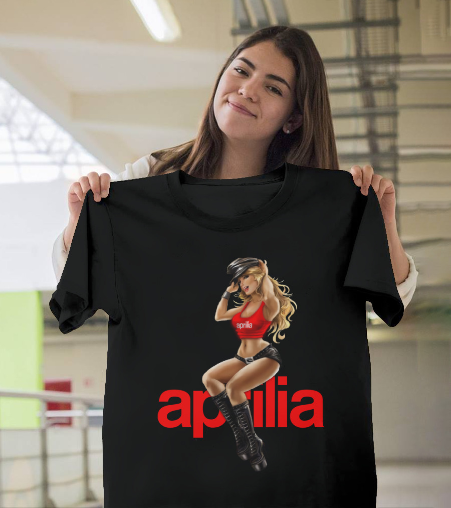 April 20 Aprilia Classic Pin-Up Moto Style Retro Collection T-Shirt