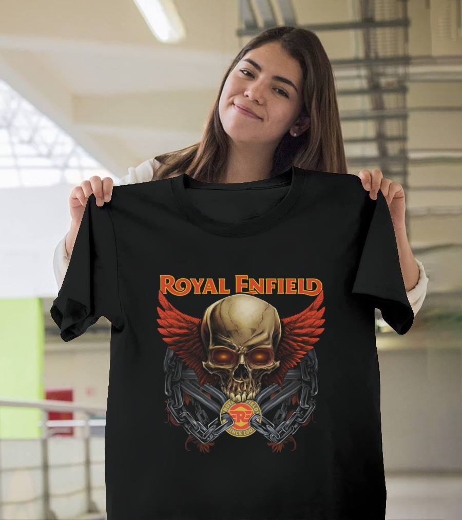 Royal Enfield Skull With Red Wings And Chains Since 1901 T-Shirt