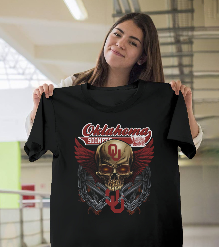 Oklahoma Sooners Skull Wings Ou Ncaa Os T-Shirt