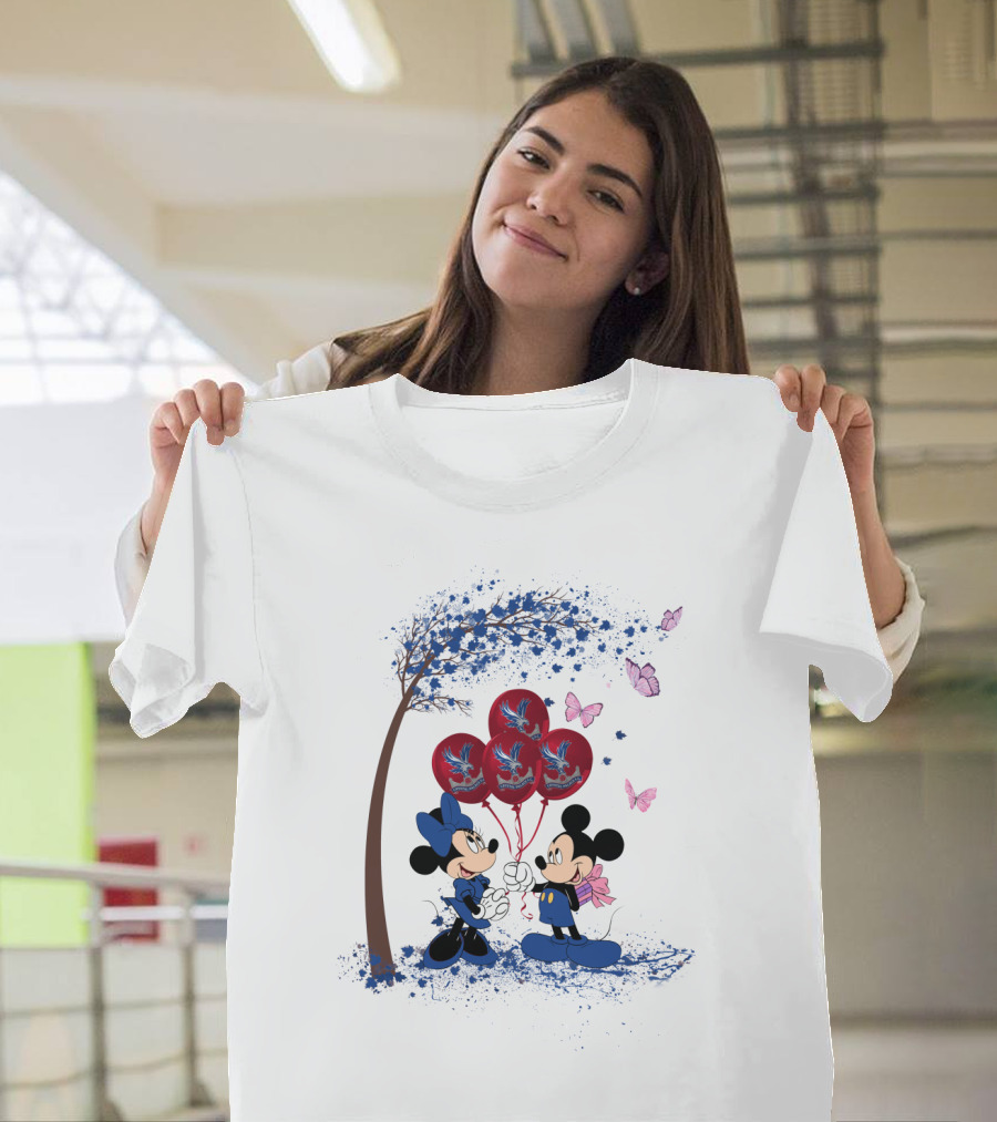 DH 29 Premier League Crystal Palace Mickey Minnie Balloons Butterflies T-Shirt