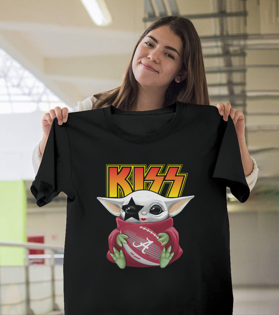 KISS Paul Stanley Baby Yoda Alabama Crimson Tide Football T-Shirt