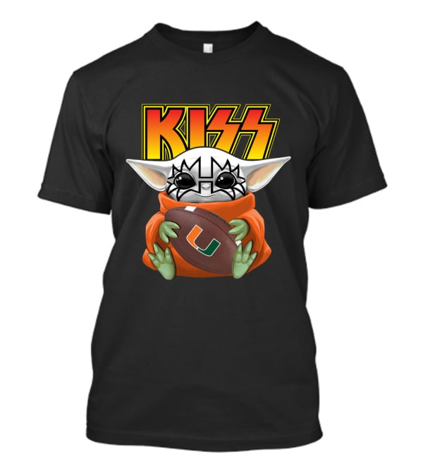KISS Miami Hurricanes Tommy Thayer Football Baby Yoda T-Shirt