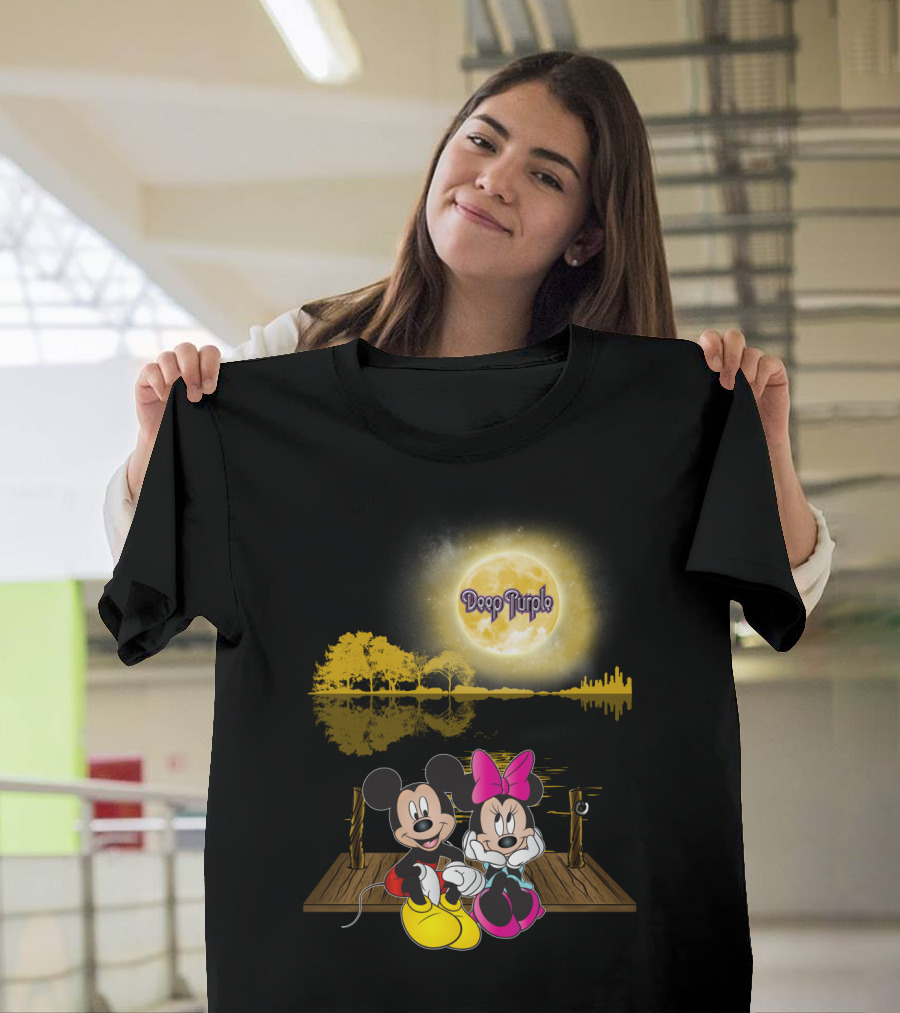Deep Purple Moonlight Mickey And Minnie Reflection T-Shirt