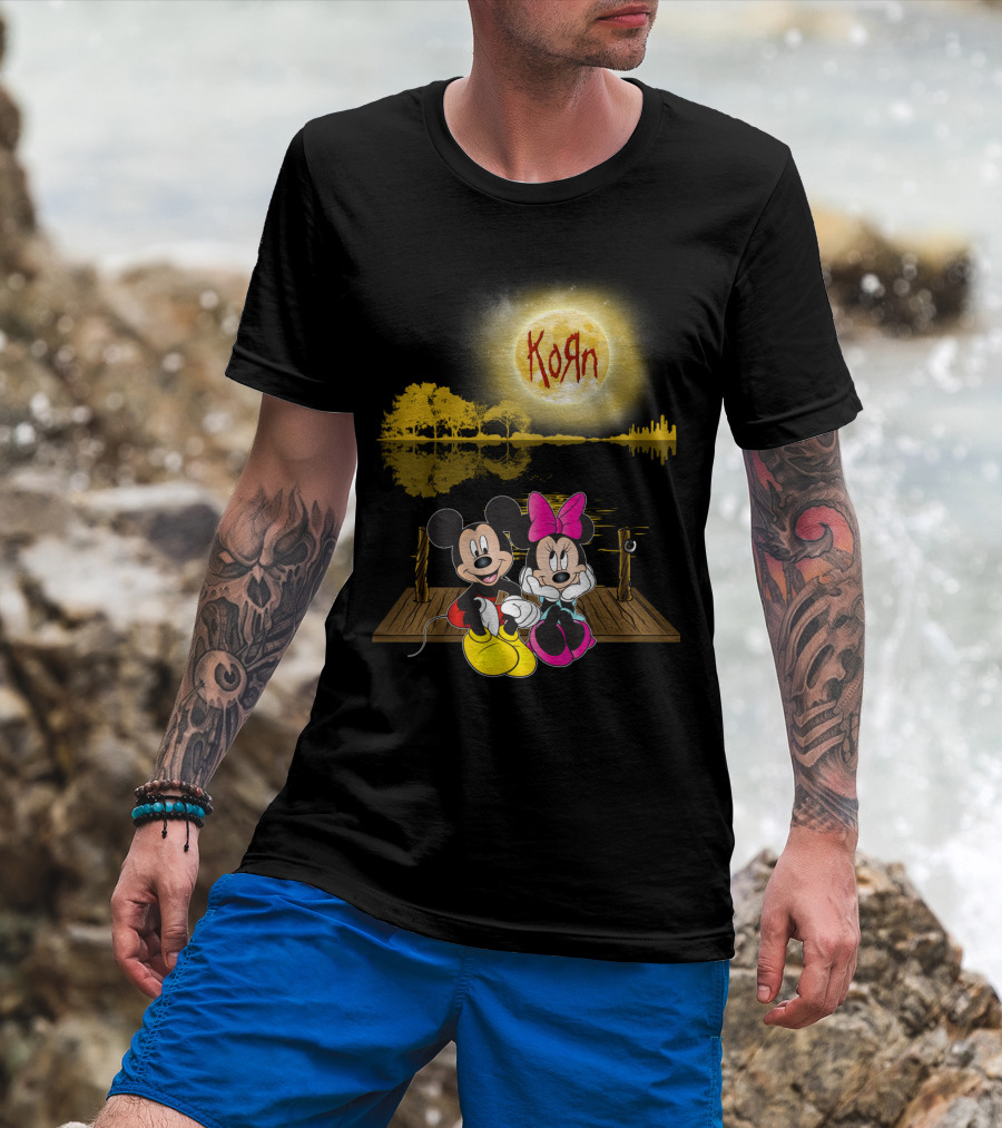 Korn Mickey And Minnie Dock Moon Scene T-Shirt