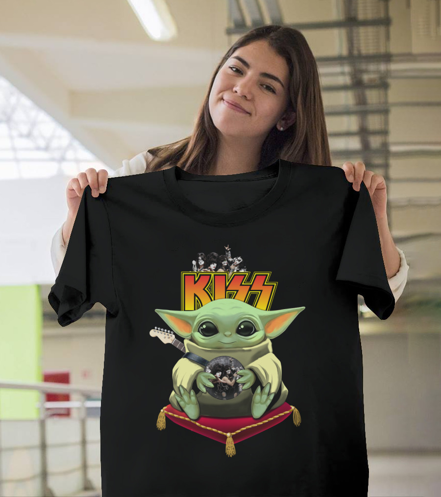 Kiss DH 35 Baby Yoda With Guitar And Band Members T-Shirt