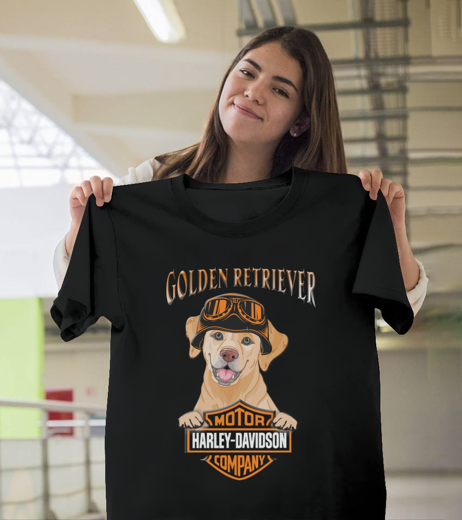 Golden Retriever Harley Davidson Motor Company T-Shirt