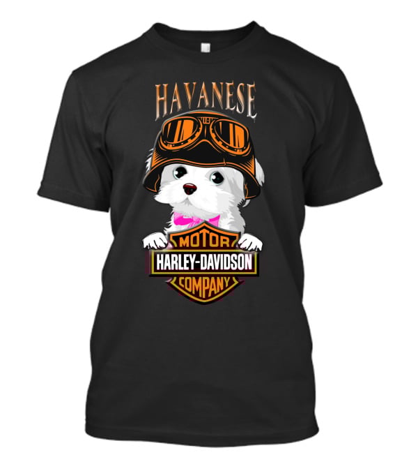 Havanese Harley Davidson Motor Company Dog With Goggles T-Shirt