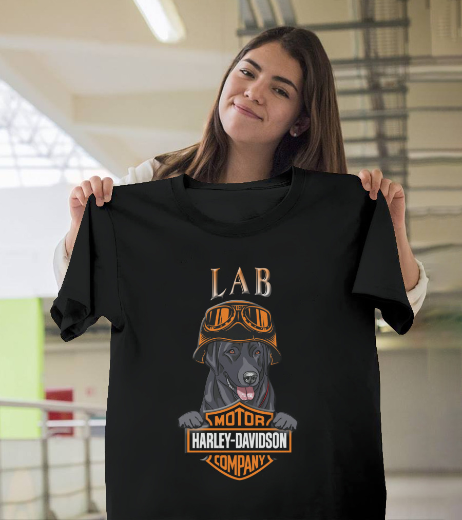Lab Harley Davidson Company Motor Lab Dog With Goggles T-Shirt