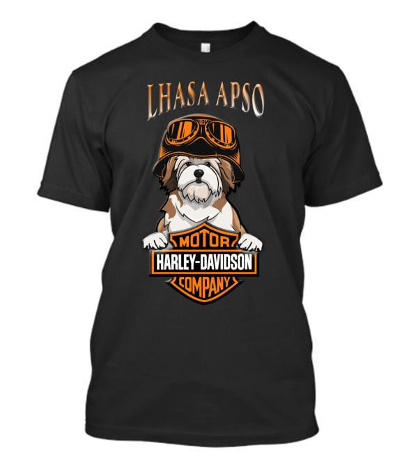 Lhasa Apso Harley Davidson Motor Company Dog With Goggles T-Shirt