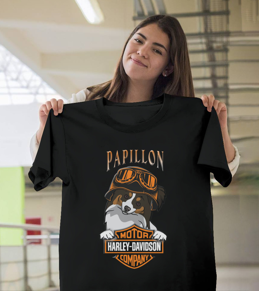 Papillon Harley Davidson Motor Company Dog Goggles T-Shirt