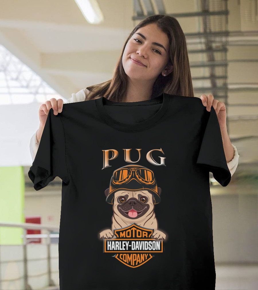 Pug Harley Davidson Motor Company Motorcycle Goggles T-Shirt