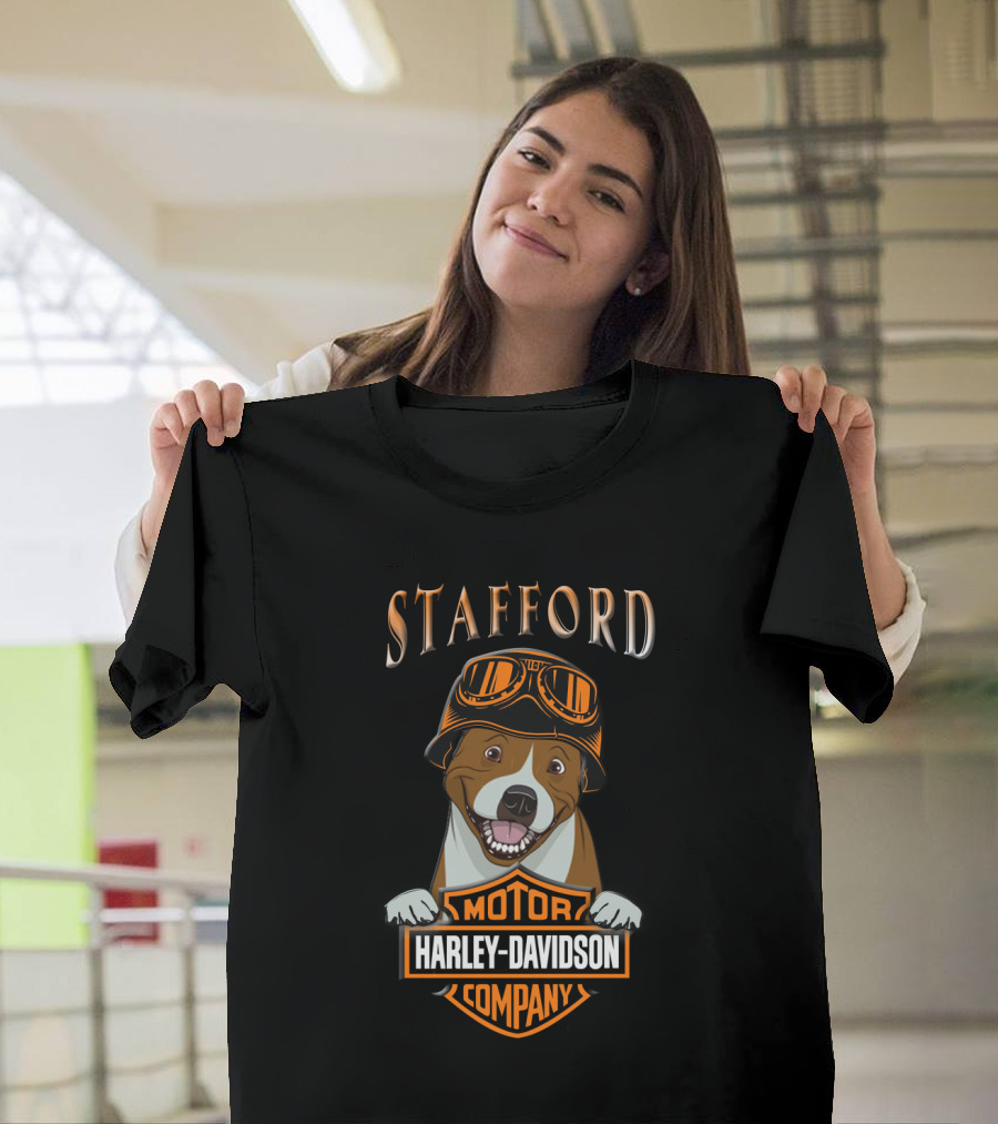 Stafford Harley Davidson Motor Company Staffordshire Bull Terrier T-Shirt