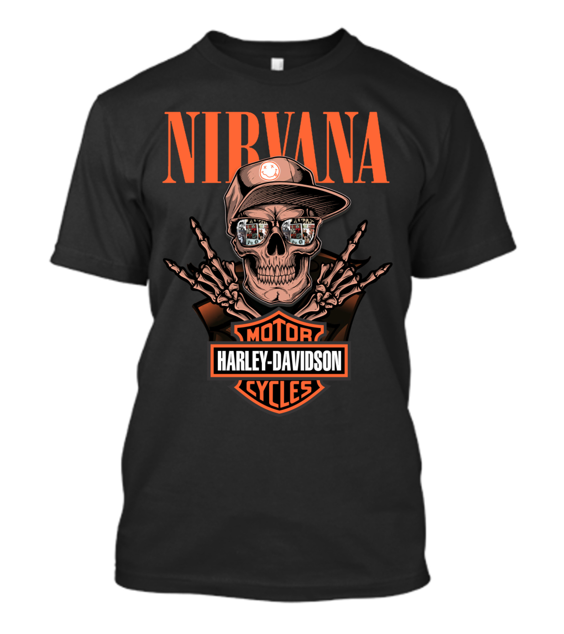 Nirvana Harley Davidson Motorcycles Skull Design T-Shirt