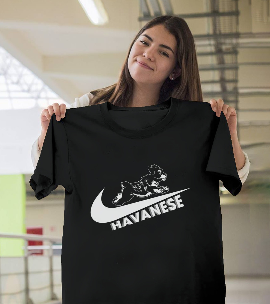 Havanese Nike Dog Jumping Swoosh T-Shirt