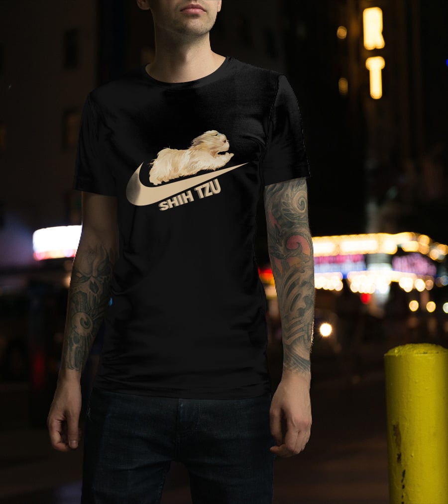 Shih Tzus Nike Swoosh Logo Dog Running T-Shirt