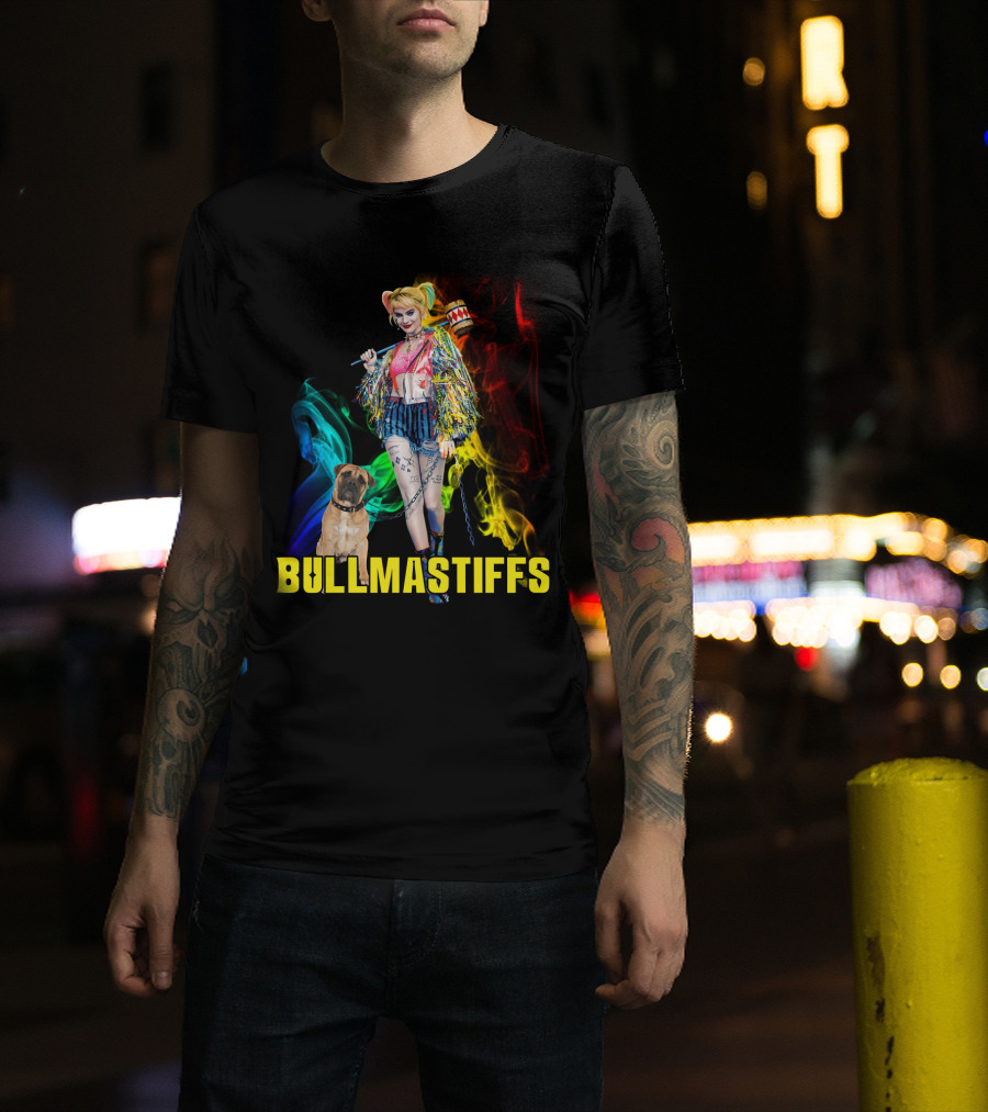 Harley Quinn Bullmastiffs Colorful Smoke Hammer T-Shirt