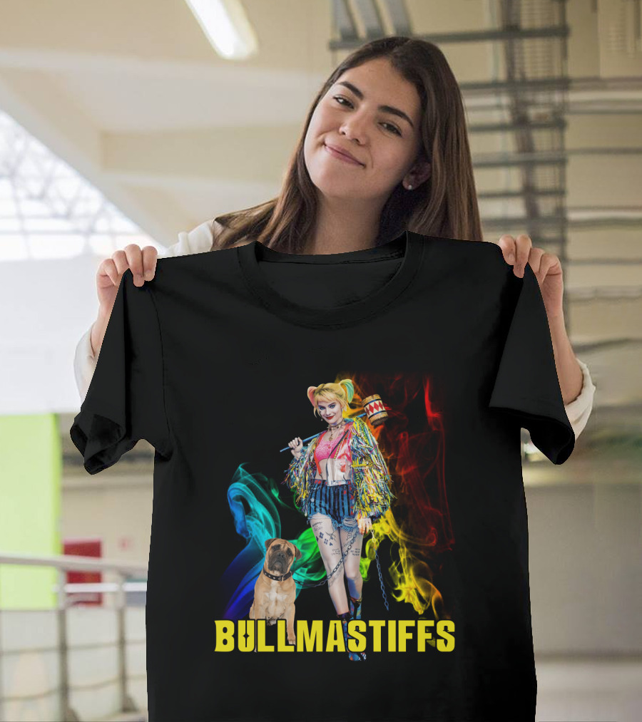 Harley Quinn Bullmastiffs Colorful Smoke Hammer T-Shirt