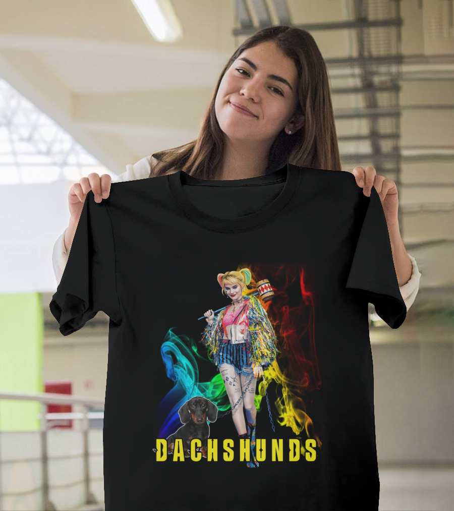 Dachshunds Harley Quinn Colorful Smoke Design Dh T-Shirt