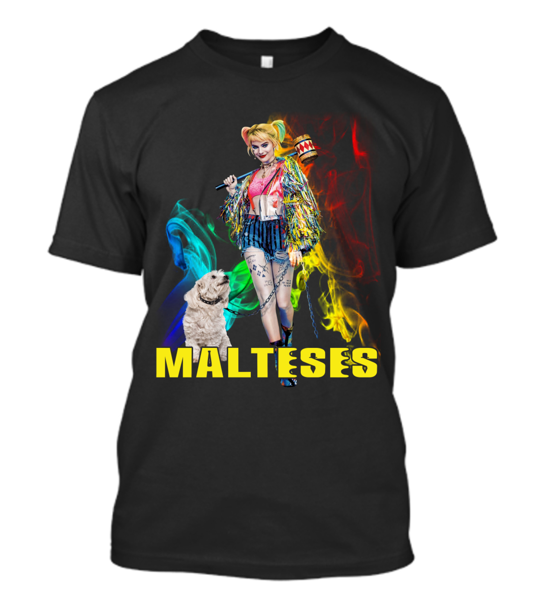 Harley Quinn Colorful Rainbow Malteses T-Shirt