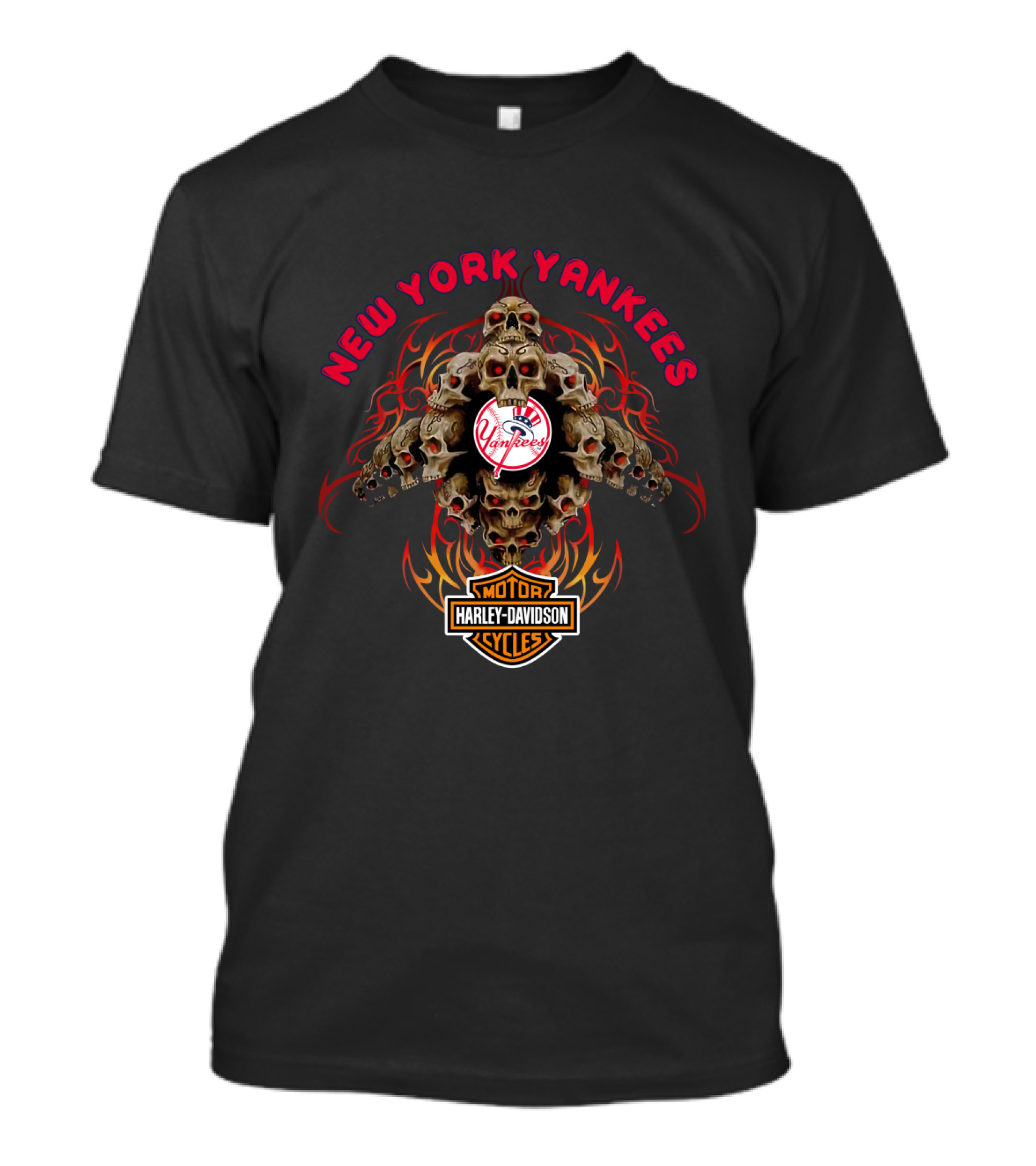 New York Yankees Harley Davidson Skull Collection T-Shirt