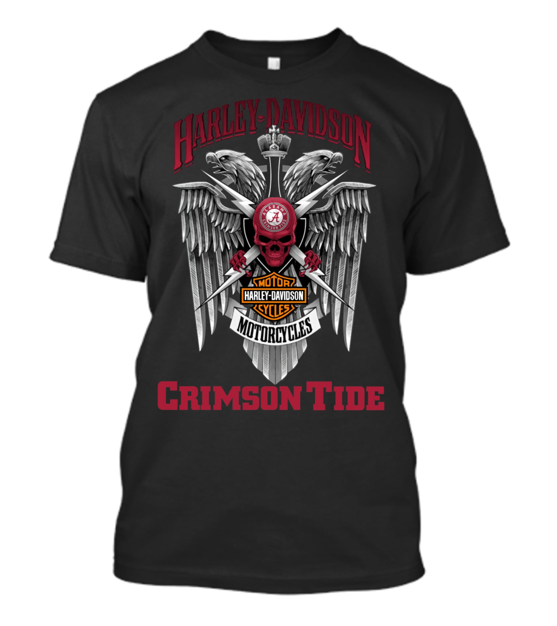 Harley Davidson Motor Cycles Crimson Tide Eagle Alabama T-Shirt