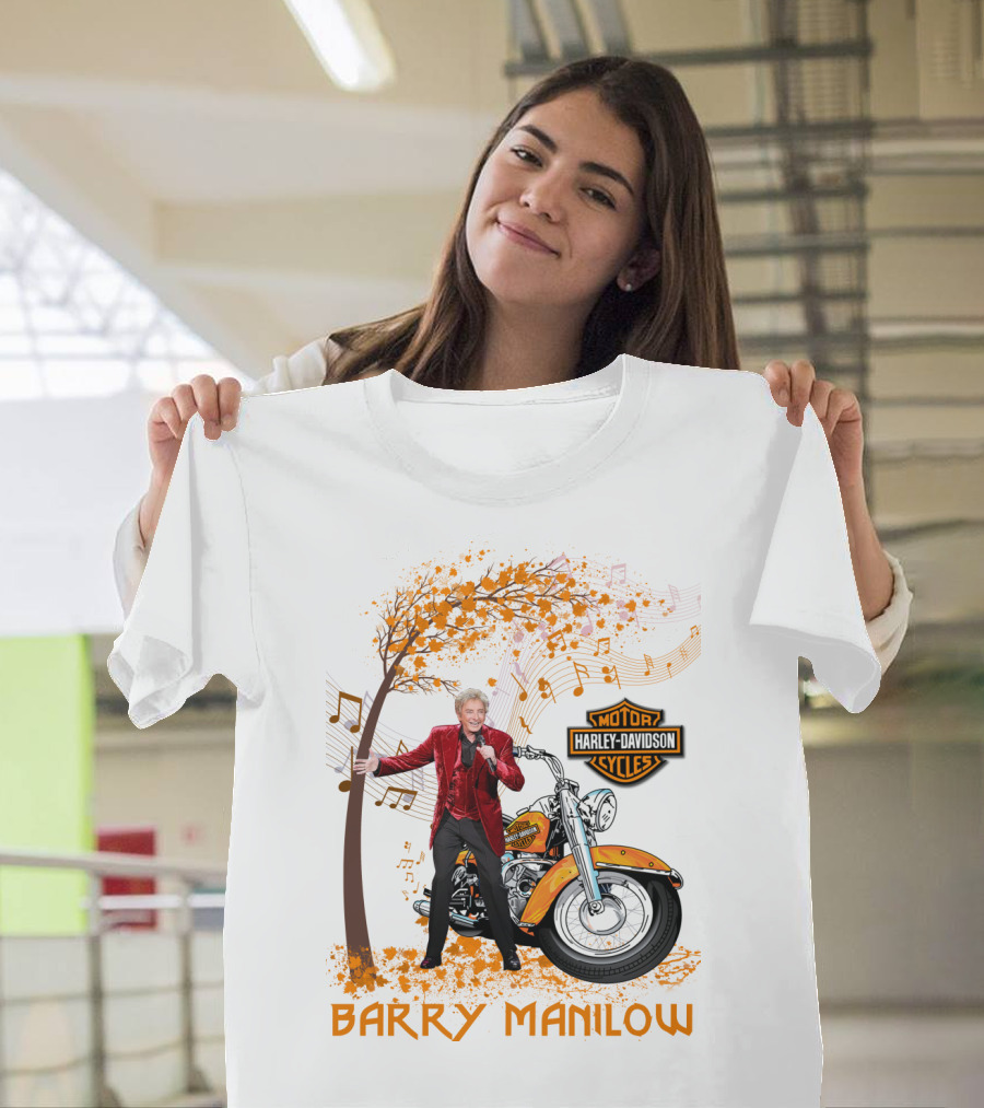 Barry Manilow Harley Davidson Motorcycle Musical Notes T-Shirt