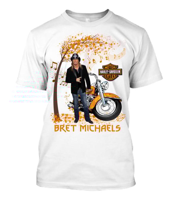 Bret Michaels Harley Davidson Motorcycles Musical Autumn Scene T-Shirt