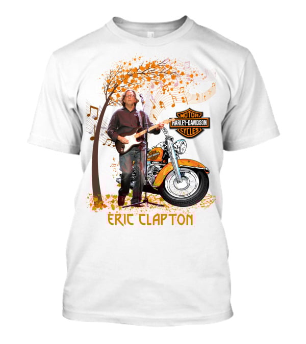 Eric Clapton Harley Davidson Guitar And Motorcycle Music Theme T-Shirt