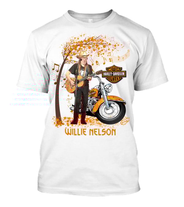 Willie Nelson Harley Davidson Motorcycle Music Tree T-Shirt