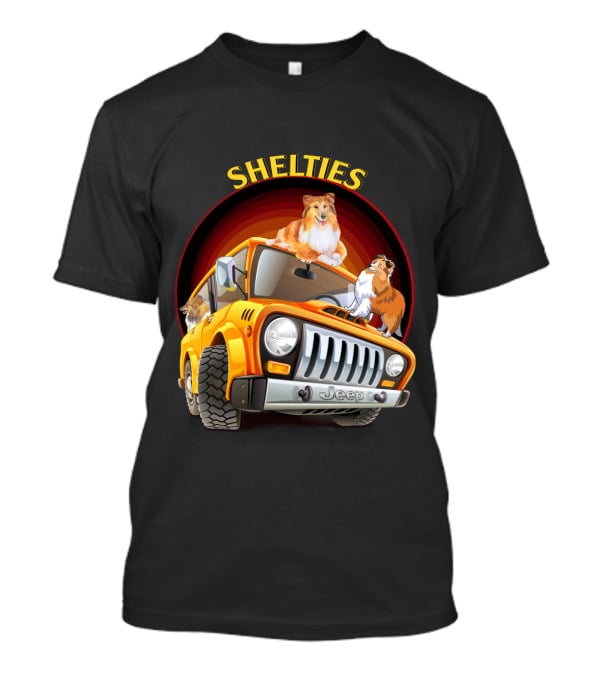 Shelties On Jeep Adventure Dh T-Shirt