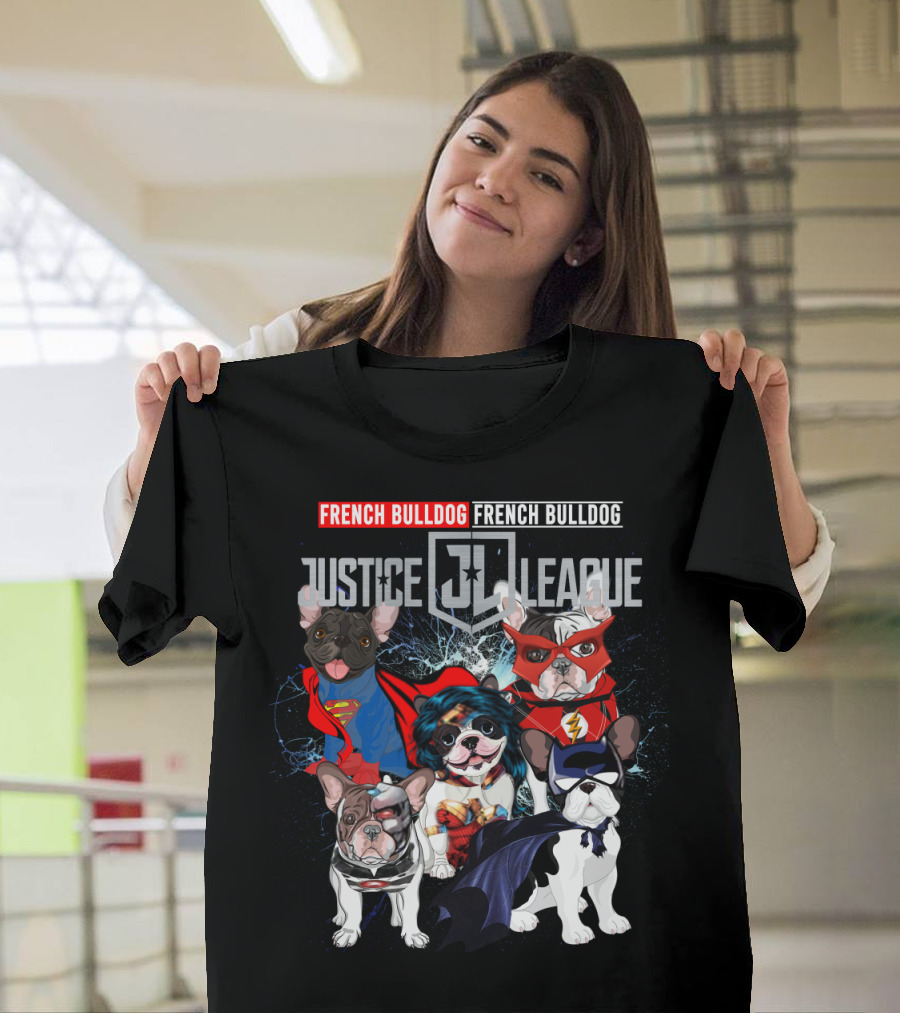 Justice League French Bulldog Superhero Characters DH 55 T-Shirt