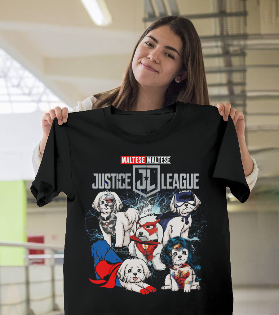 Justice League Maltese Jl Superhero Dogs T-Shirt