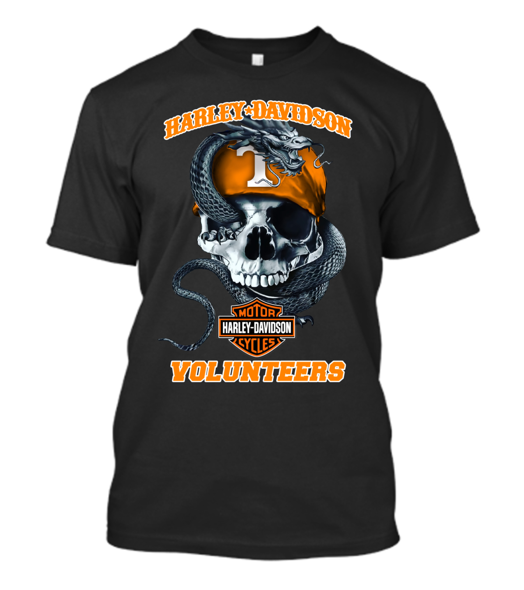 Harley Davidson Tennessee Volunteers Skull And Snake Motorcycles T-Shirt